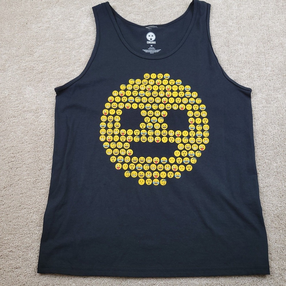 Emojinx Tank Top Mens Medium Black Emoji Skull Graphic Sleeveless Cotton‎